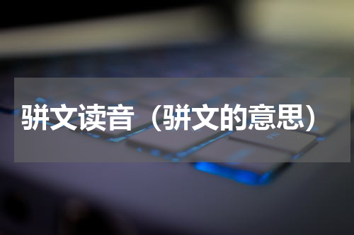 骈文读音（骈文的意思）
