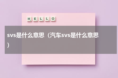 svs是什么意思（汽车svs是什么意思）