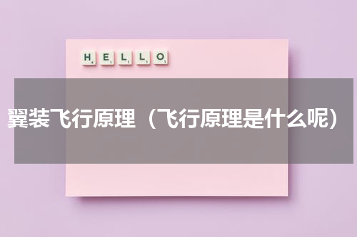 翼装飞行原理（飞行原理是什么呢）