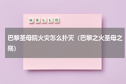 巴黎圣母院火灾怎么扑灭（巴黎之火圣母之殇）