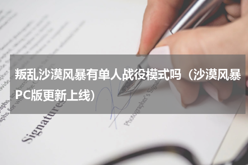 叛乱沙漠风暴有单人战役模式吗（沙漠风暴PC版更新上线）