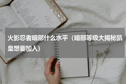 火影忍者暗部什么水平（暗部等级大揭秘凯皇想要加入）