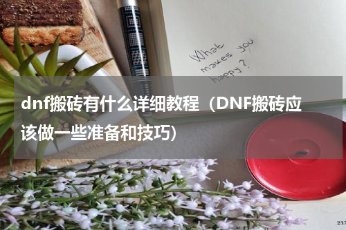 dnf搬砖有什么详细教程（DNF搬砖应该做一些准备和技巧）