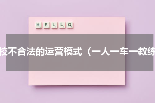 驾校不合法的运营模式（一人一车一教练）