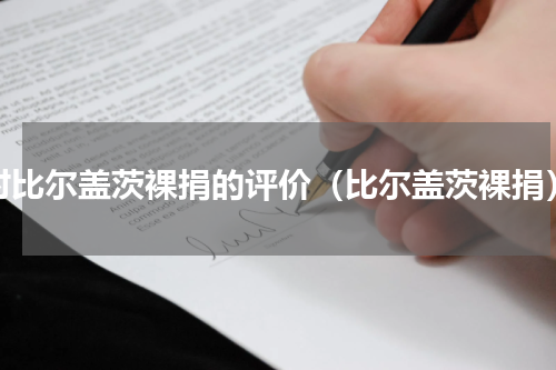 对比尔盖茨裸捐的评价（比尔盖茨裸捐）