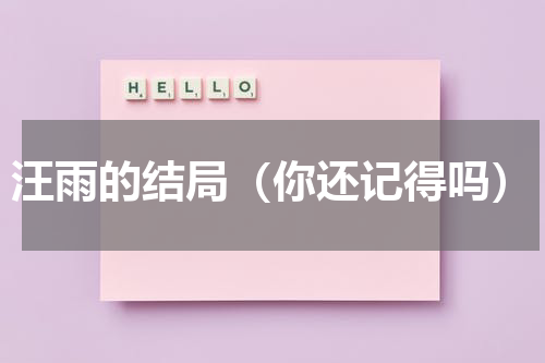 汪雨的结局（你还记得吗）