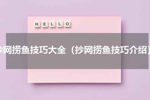 抄网捞鱼技巧大全（抄网捞鱼技巧介绍）