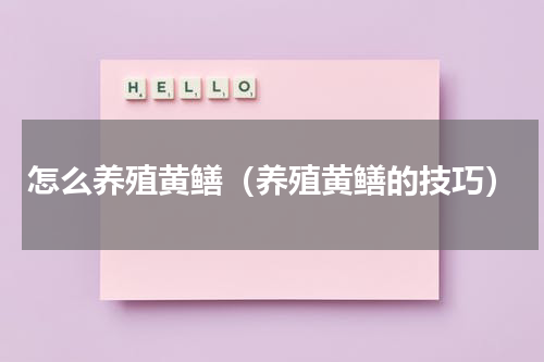 怎么养殖黄鳝（养殖黄鳝的技巧）