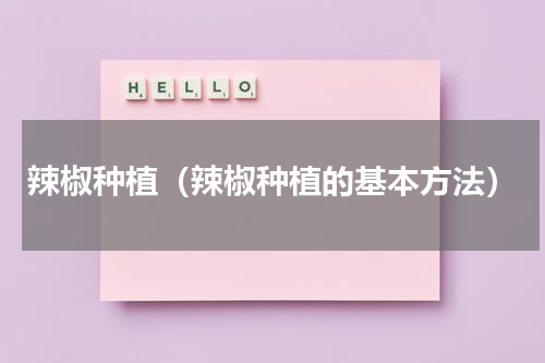 辣椒种植（辣椒种植的基本方法）