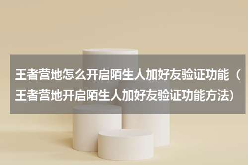 王者营地怎么开启陌生人加好友验证功能（王者营地开启陌生人加好友验证功能方法）