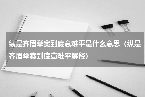 纵是齐眉举案到底意难平是什么意思（纵是齐眉举案到底意难平解释）