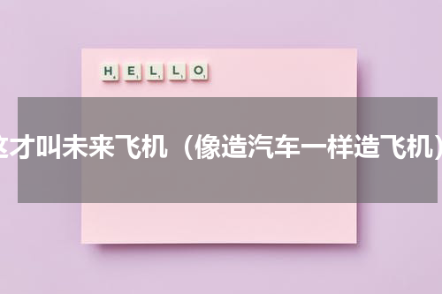 这才叫未来飞机（像造汽车一样造飞机）