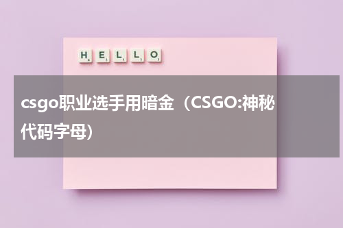 csgo职业选手用暗金（CSGO:神秘代码字母）