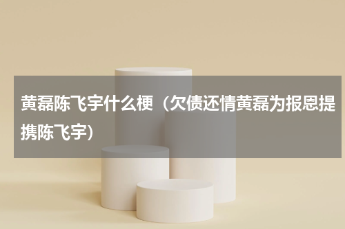 黄磊陈飞宇什么梗（欠债还情黄磊为报恩提携陈飞宇）