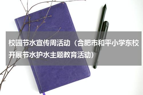 校园节水宣传周活动（合肥市和平小学东校开展节水护水主题教育活动）