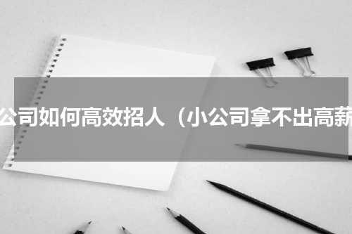 小公司如何高效招人（小公司拿不出高薪）