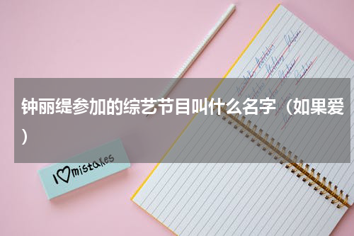 钟丽缇参加的综艺节目叫什么名字（如果爱）