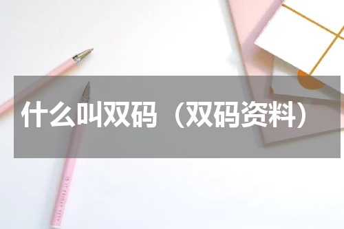 什么叫双码（双码资料）