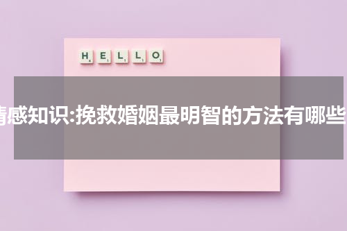 情感知识:挽救婚姻最明智的方法有哪些