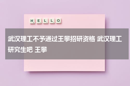 武汉理工不予通过王攀招研资格 武汉理工研究生吧 王攀