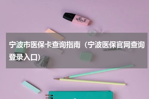 宁波市医保卡查询指南（宁波医保官网查询登录入口）